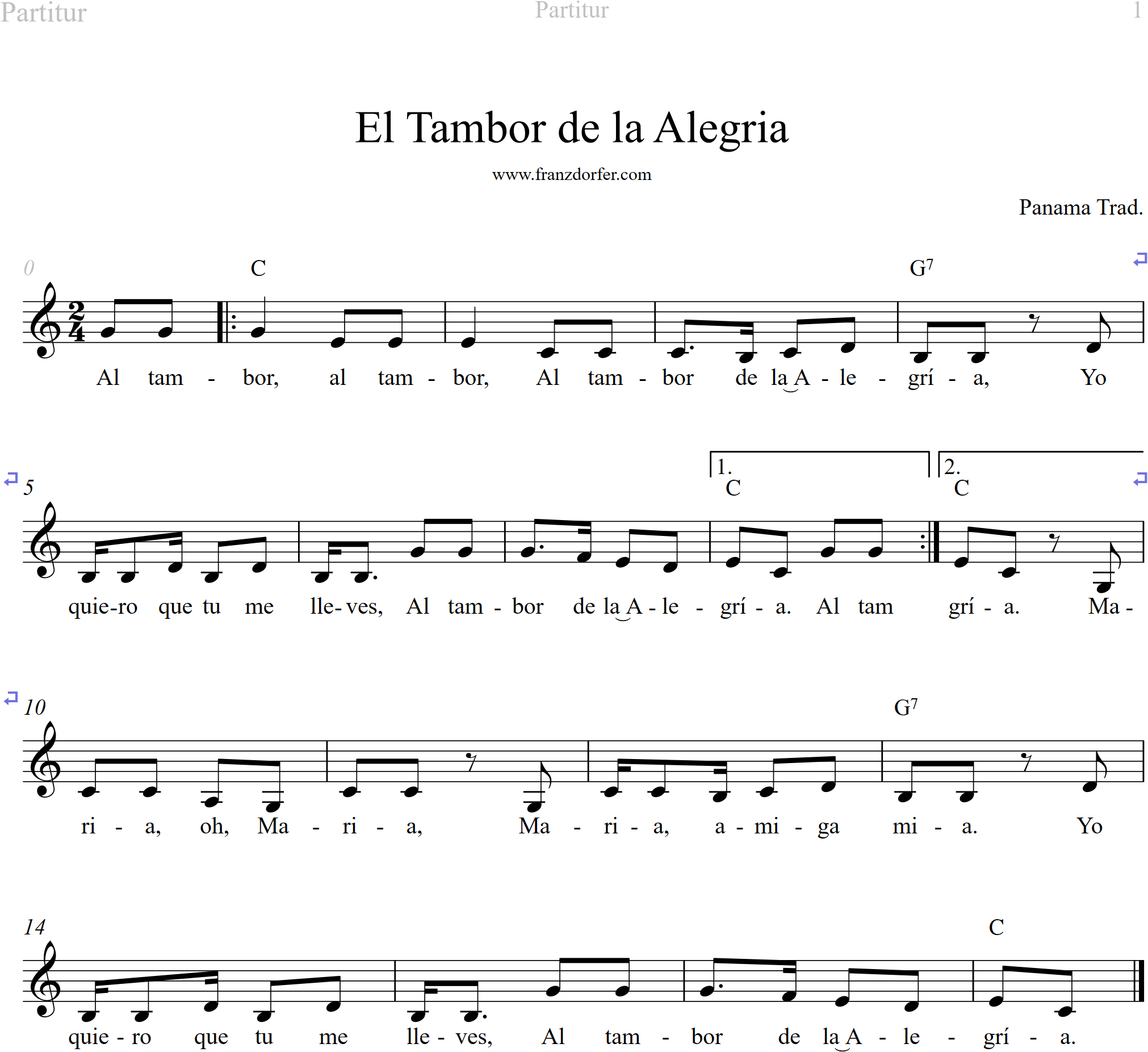 leadsheet, C-Major, El Tambour